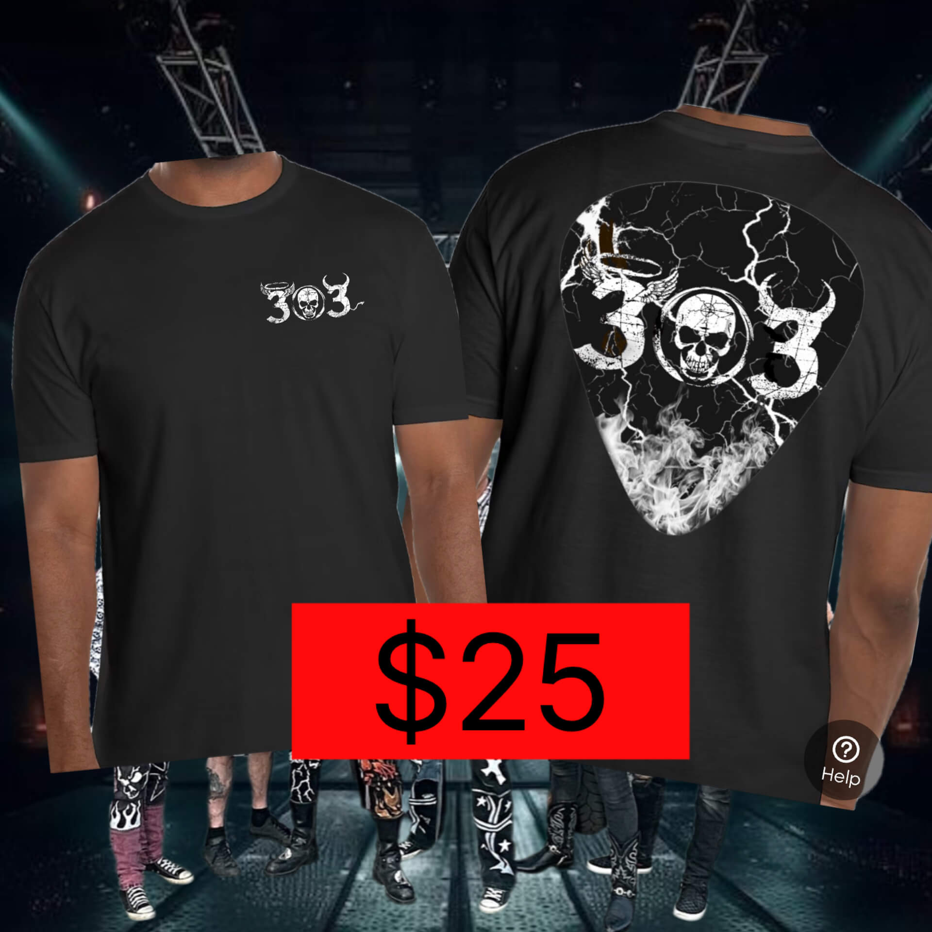 303 band tee — front and back